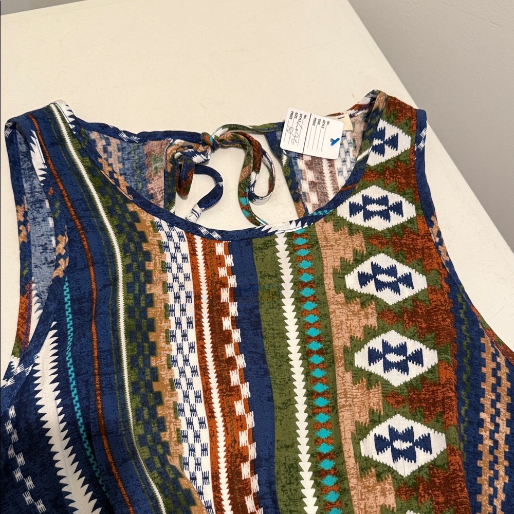 New Aztec Geometric Multicolor Pattern Open Back … - image 12